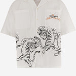 CAMICIA IN COTONE CON STAMPA TIGRI E LOGO 80OALF03 CNF03004 JUST CAVALLI 