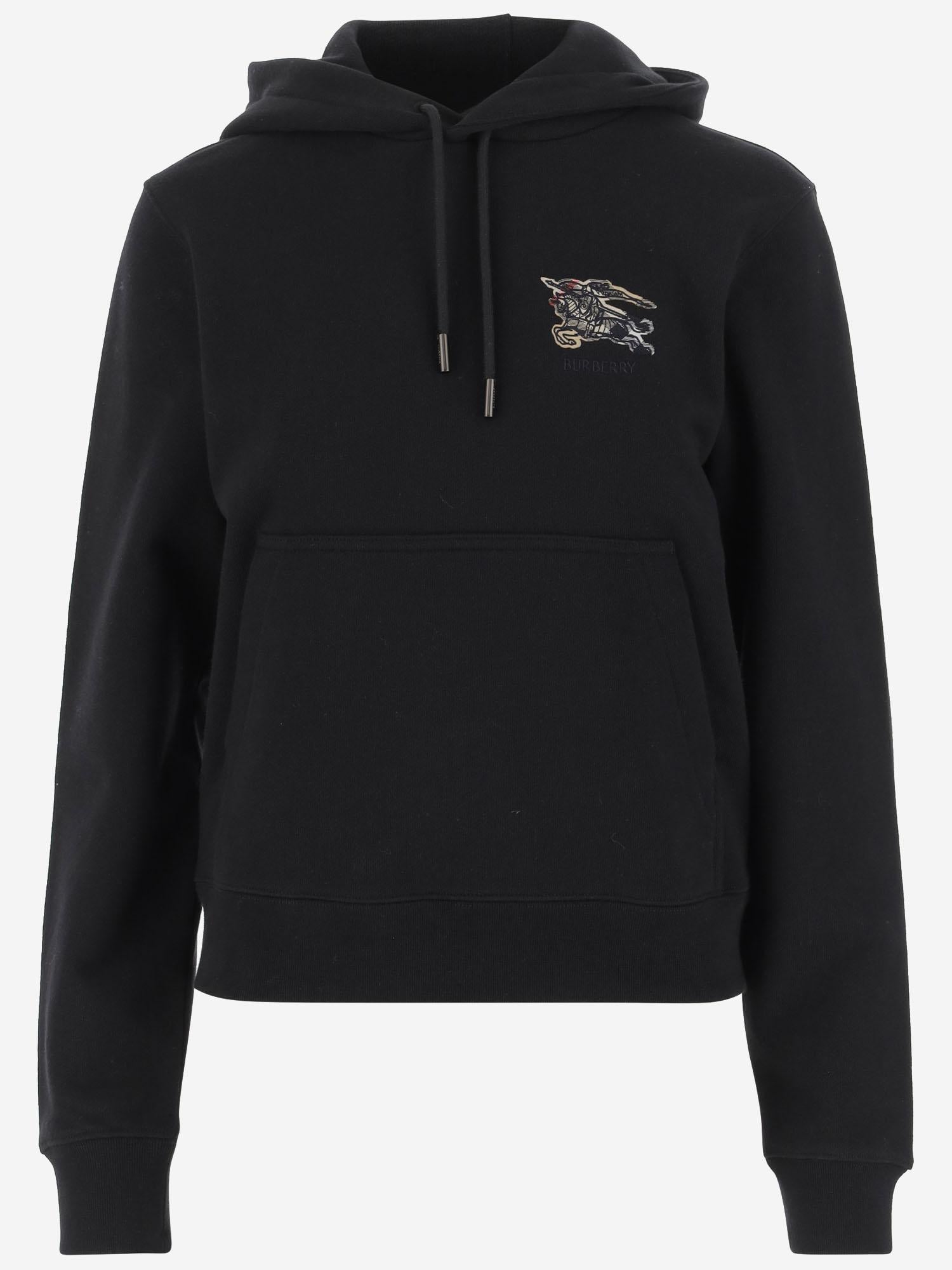 FELPA IN COTONE CON CAPPUCCIO 8115957 BLACK BURBERRY 