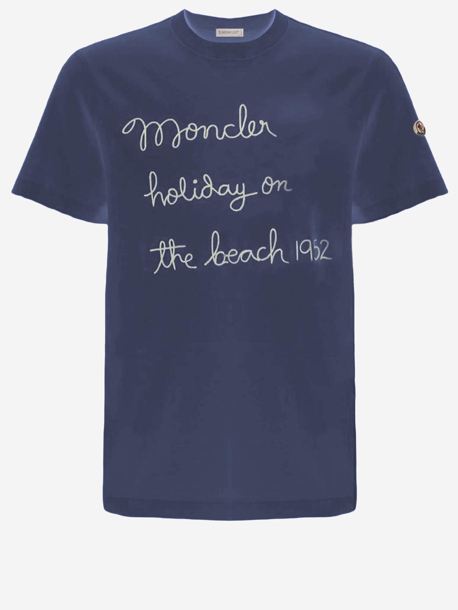 T-SHIRT IN COTONE CON LOGO RICAMATO 8C00053 89B8U78E MONCLER 