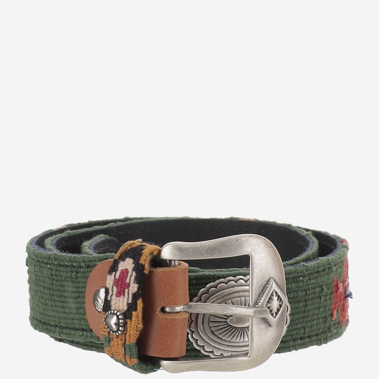 CINTURA IN PELLE E TESSUTO AZTECA ARMYGREEN WAITZ 