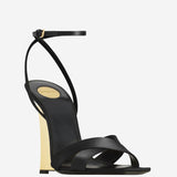 SANDALO ZEPPA LUCIENNE IN CRÊPE SATIN 830287 9QNAO1000 SAINT LAURENT 