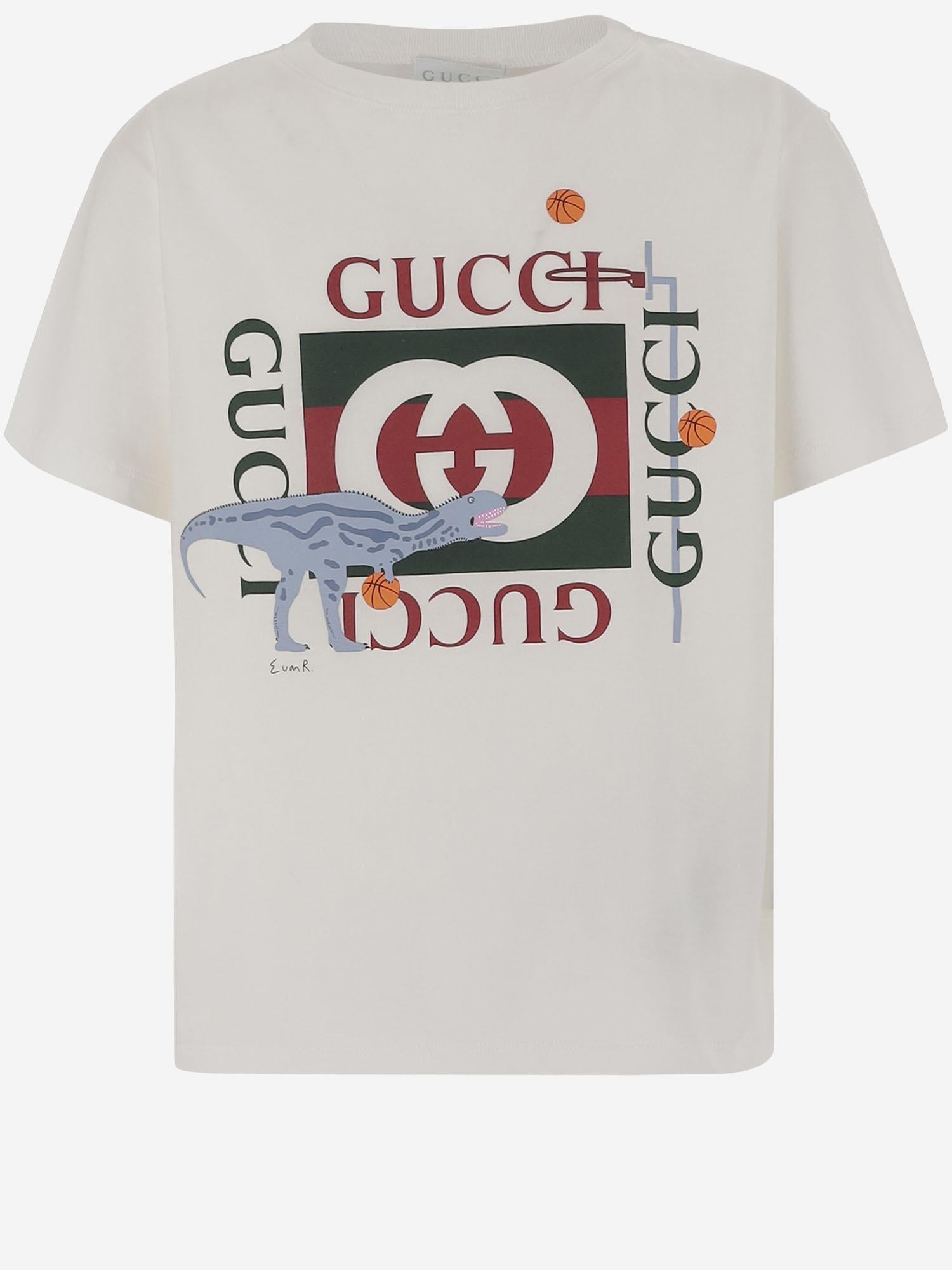 T-shirt in cotone con stampa 575114 XJHFH9214 GUCCI KIDS 