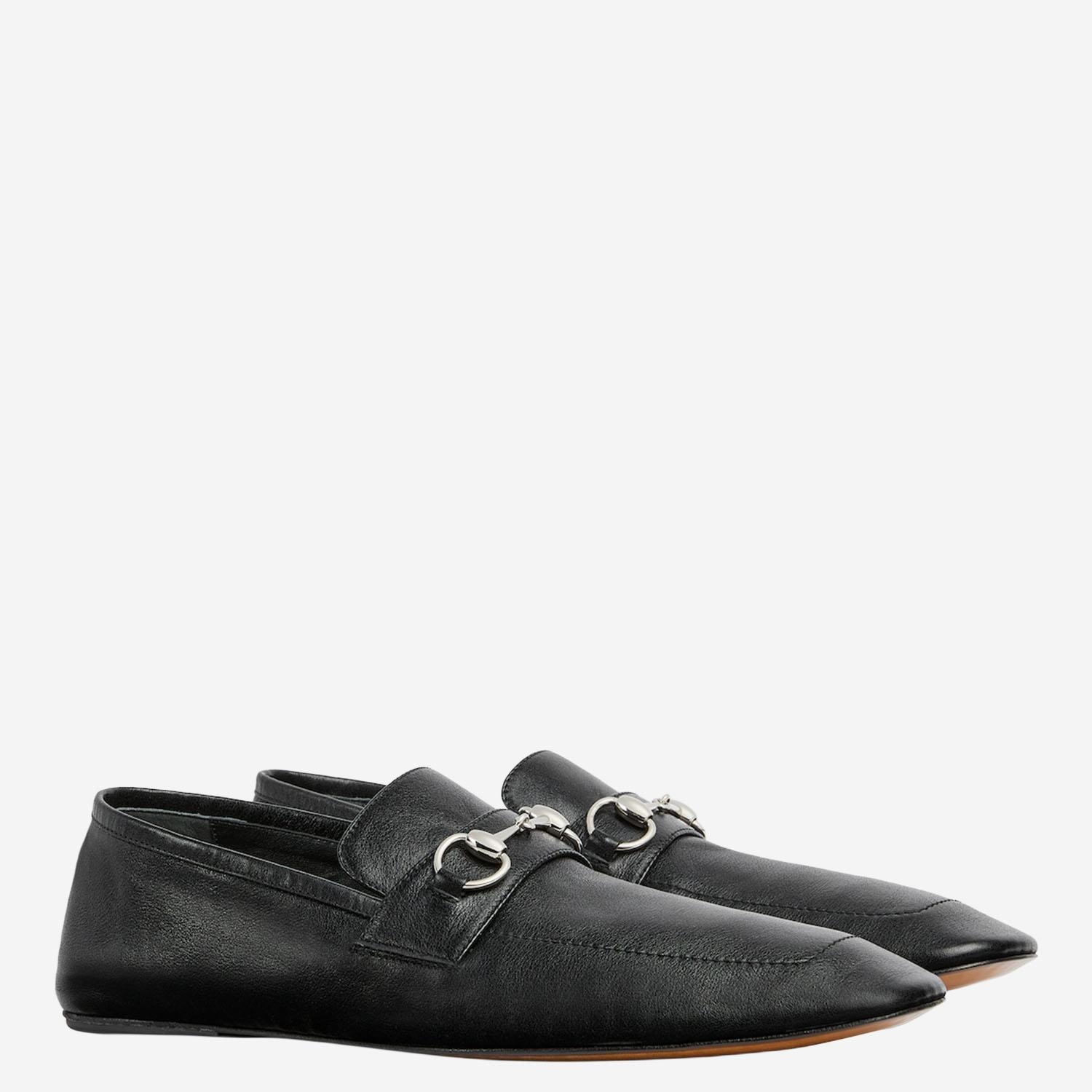 MOCASSINI IN PELLE CON MORSETTO 867507 AAGEH1000 GUCCI 