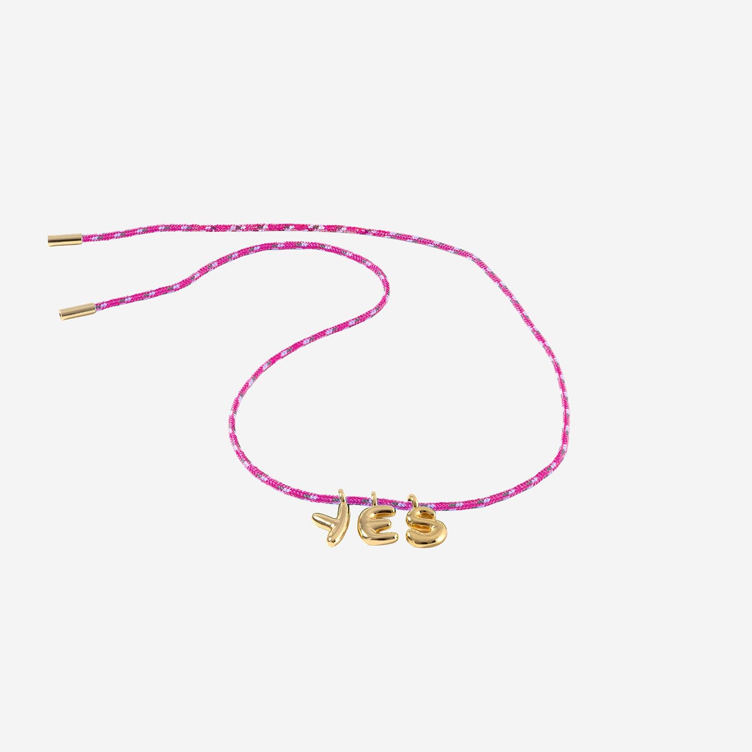 COLLANA IN TESSUTO E METALLO BUBBLELETTERSGOLDPLATED YES SORBET ISLAND 
