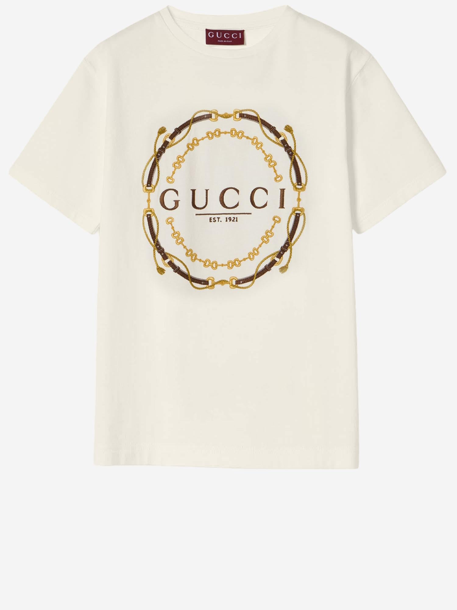 T-SHIRT IN JERSEY DI COTONE CON STAMPA 837959 XJHQY9750 GUCCI 