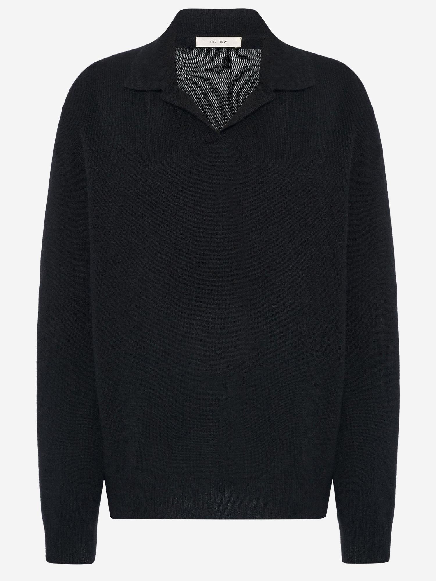 POLO A MANICHE LUNGHE OASHI IN CASHMERE 11062Y973 BLK THE ROW 