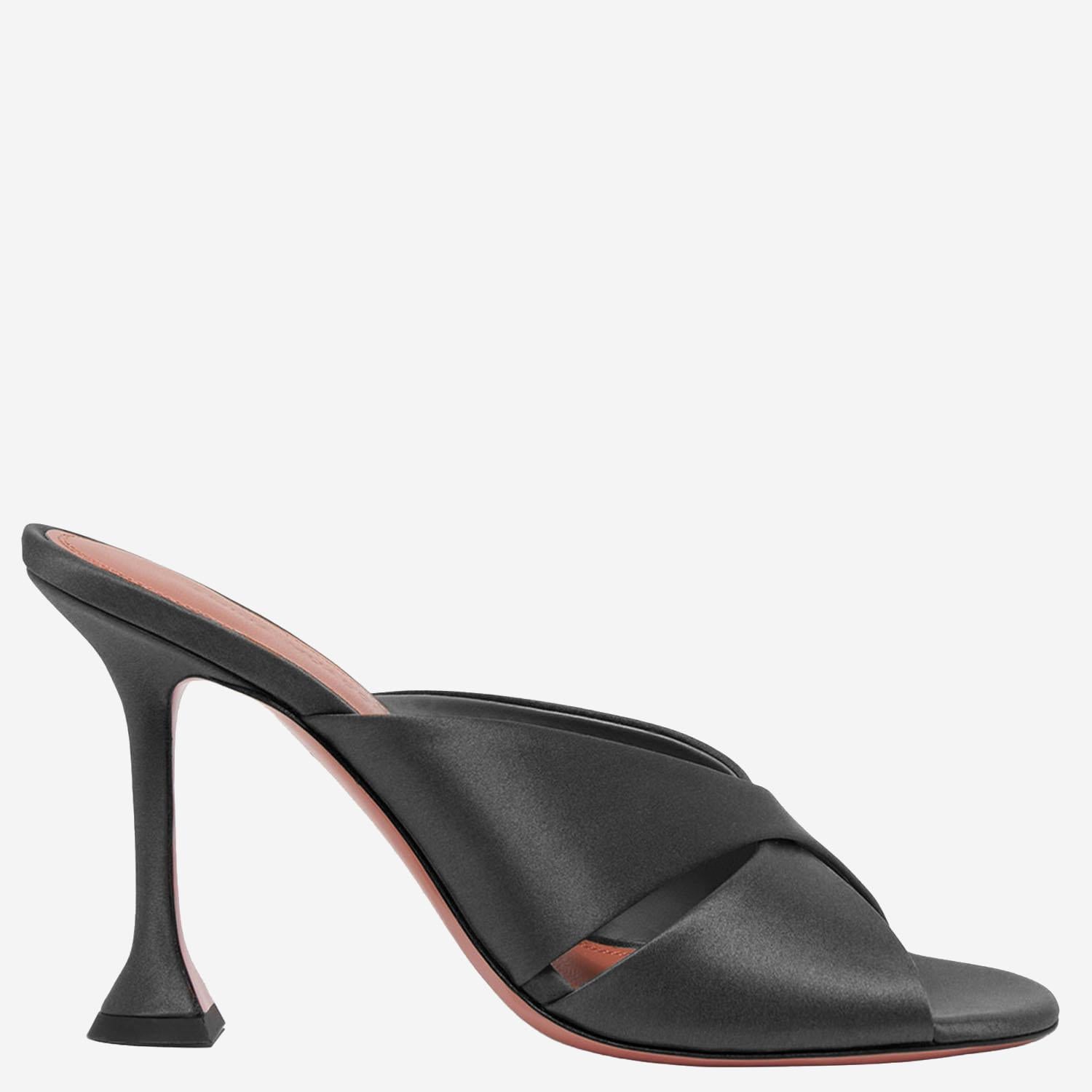 SANDALI SALMA IN RASO SALMASLIPPER 95BLACK AMINA MUADDI 