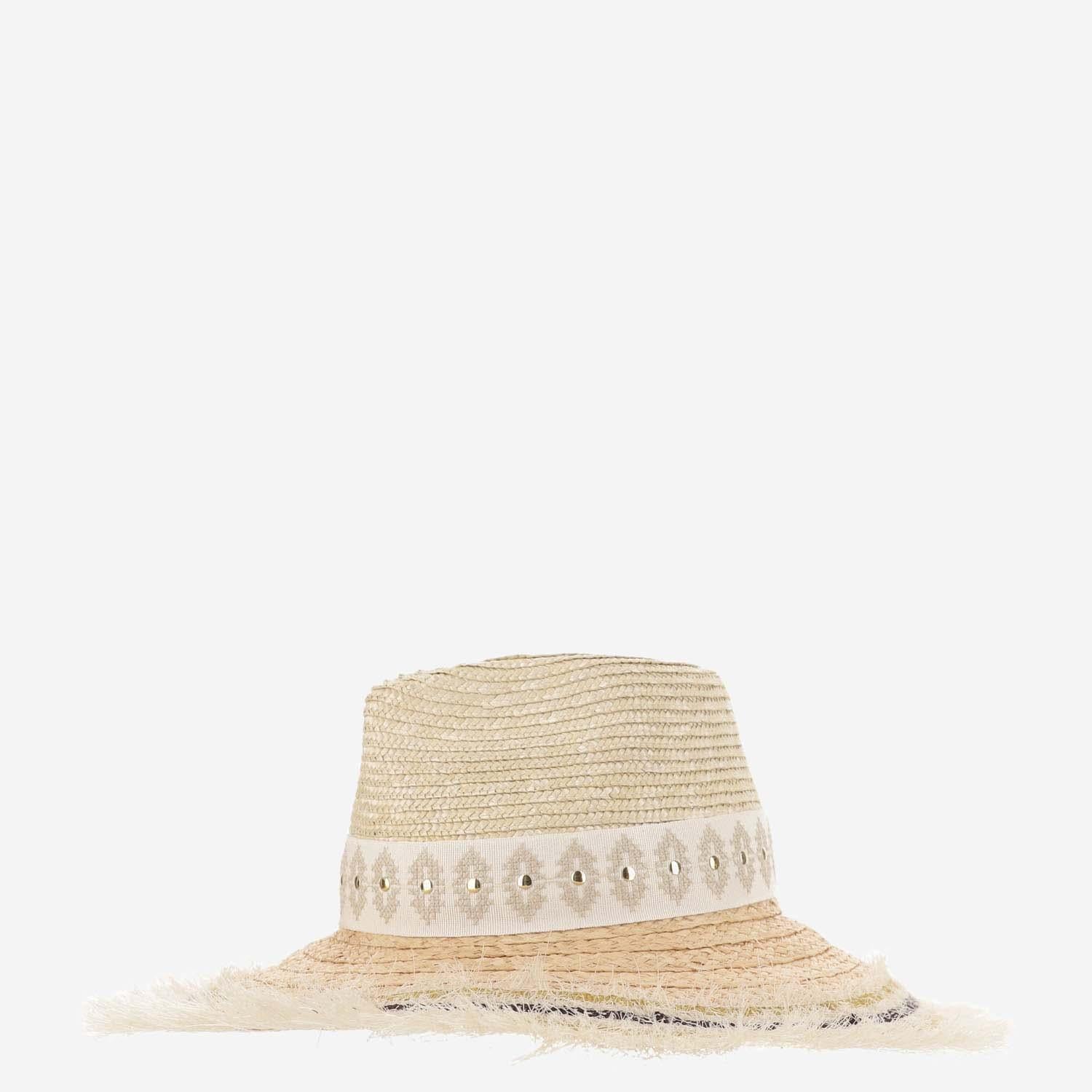 CAPPELLO IN MISTO PAGLIA E VISCOSA CON RICAMO 385981 170 FERRUCCIO VECCHI 