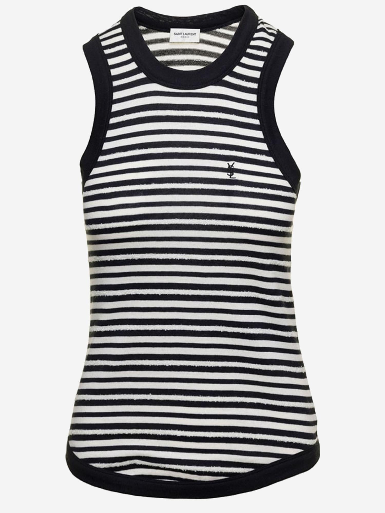 CANOTTA IN MISTO COTONE A RIGHE 743660 Y37KT1095 SAINT LAURENT 