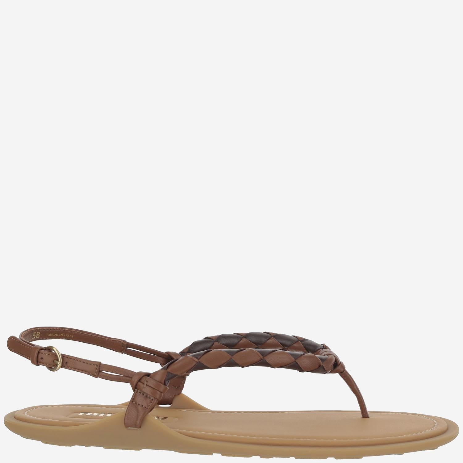 Sandali Riviere in pelle 5Y408E 2CSPF03S9 MIU MIU 