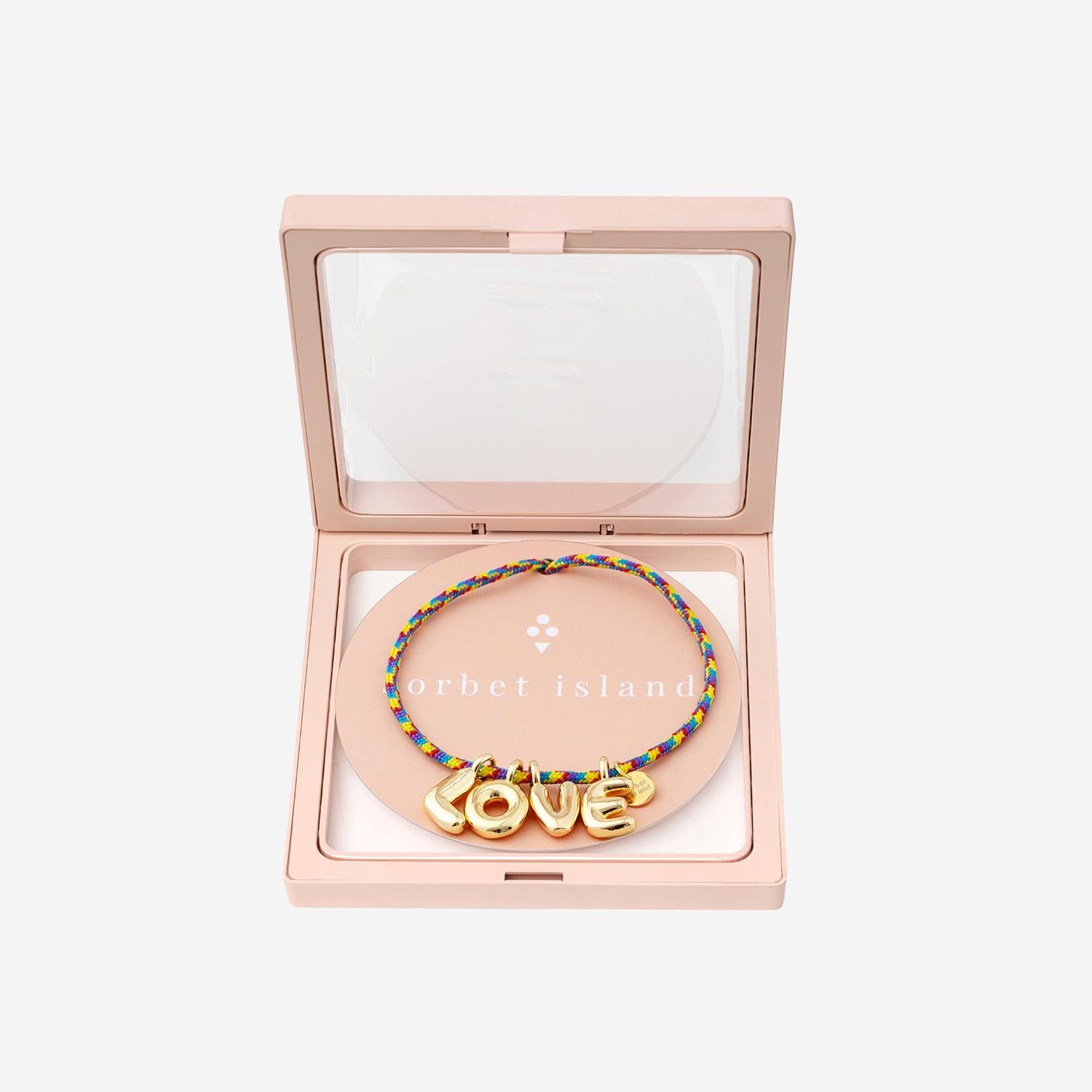 BRACCIALE IN TESSUTO E METALLO BUBBLELETTERSGOLDPLATED LOVE SORBET ISLAND 
