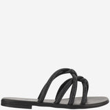 SANDALI IN PELLE CON STRASS TASO NERO OPACO KIMA 