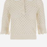 POLO CON COLLETTO IN PIZZO CH25AMP47590 107 CHLOE 