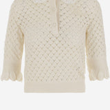 POLO CON COLLETTO IN PIZZO CH25AMP47590 107 CHLOE 