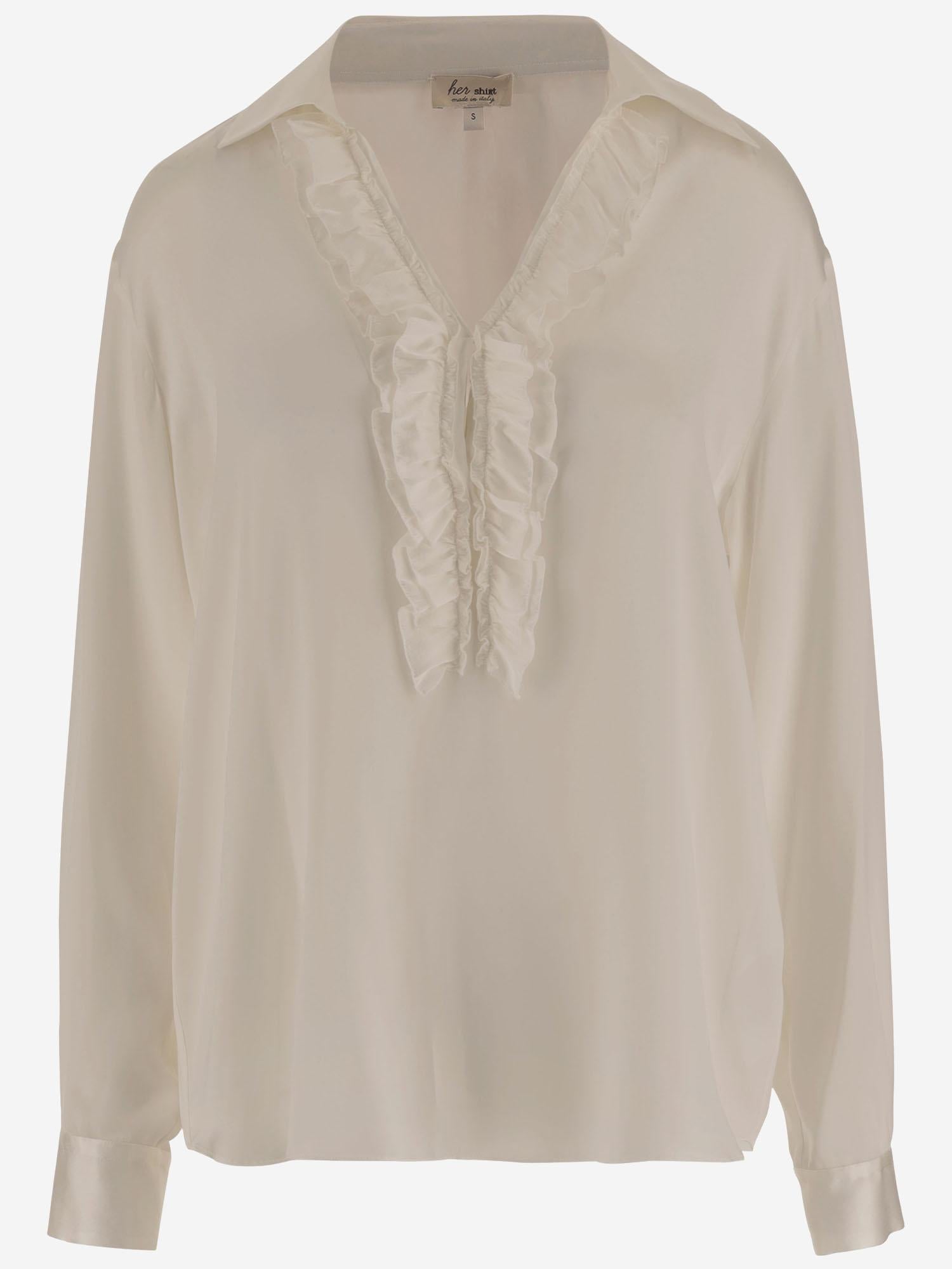 CAMICIA IN SETA STRETCH CON VOLANT DIANA T251210 HER SHIRT 