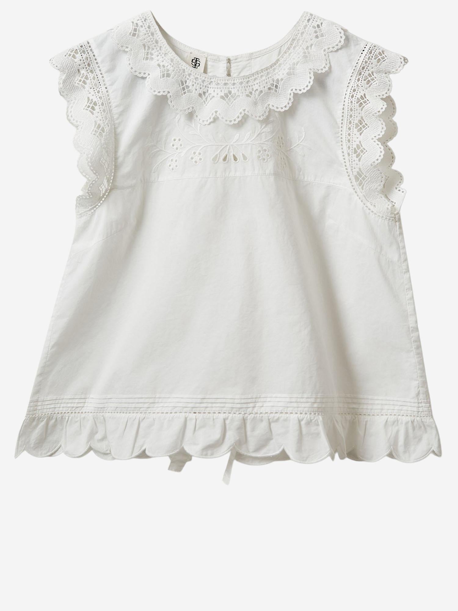 TOP IN COTONE CON INSERTI IN PIZZO 22236 000 THE.GARMENT 