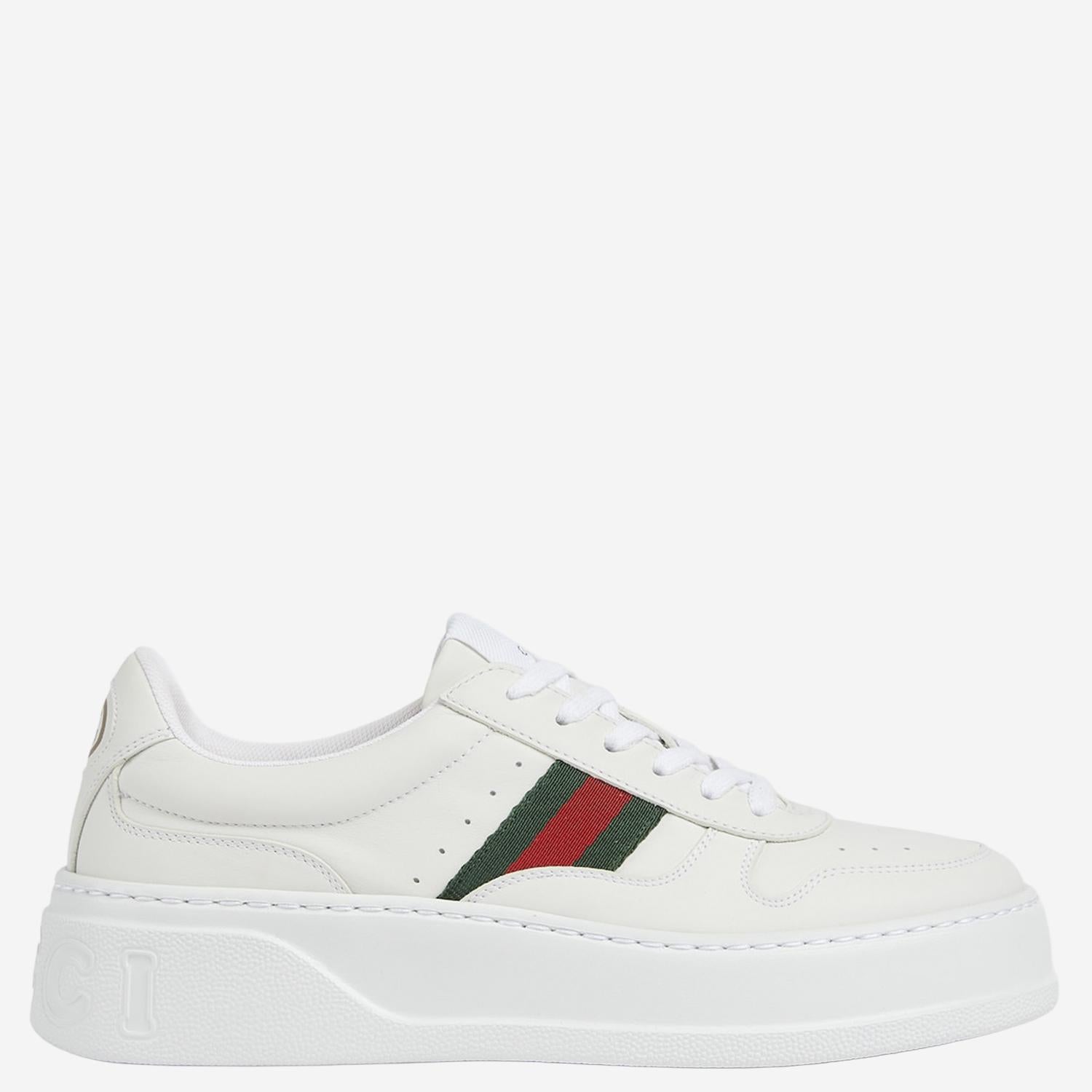 Sneakers in pelle con banda web 848307 UPG409064 GUCCI 