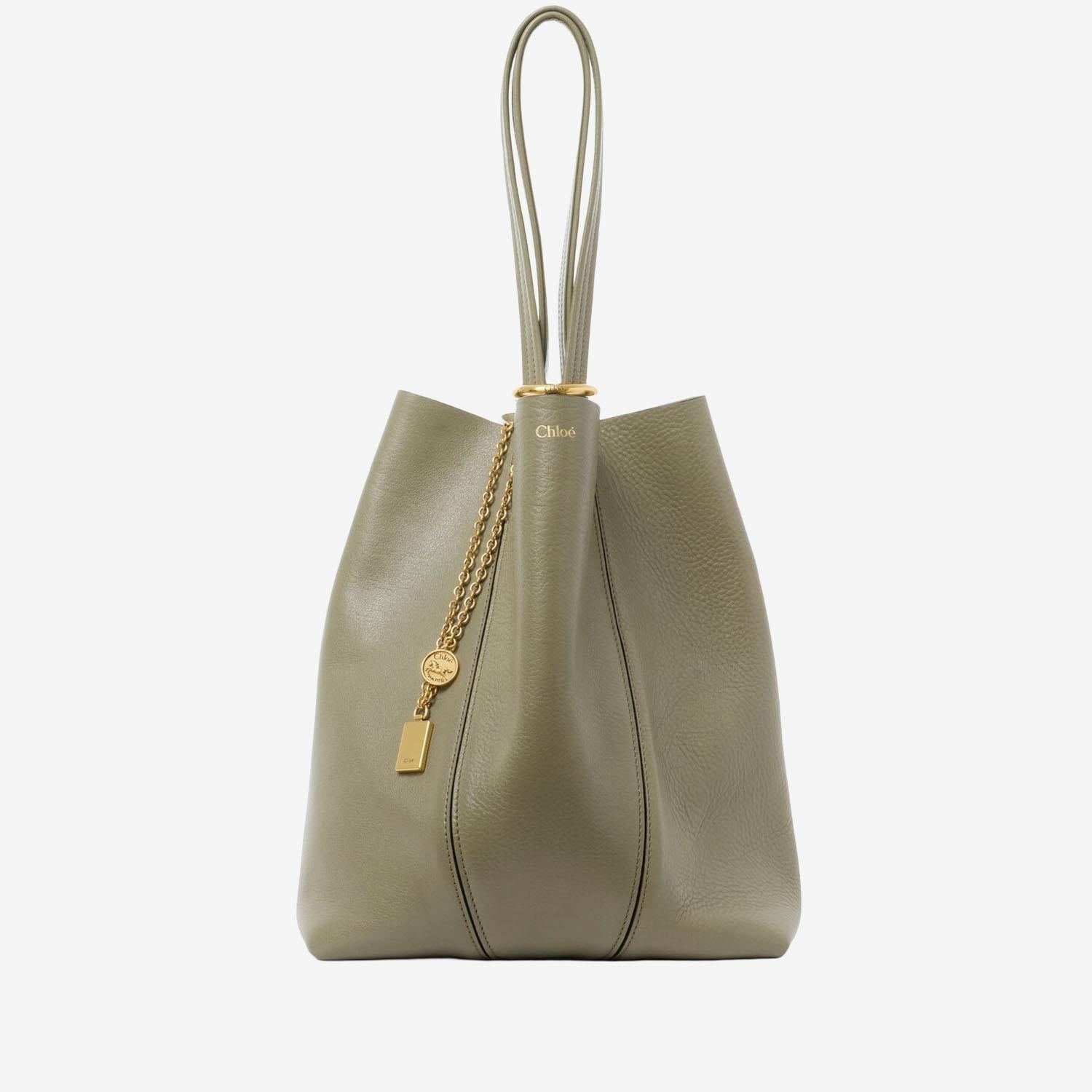 TOTE BAG CHLOÉ SPIN IN PELLE GRANATA CHC25SS811N84 3D6 CHLOE 