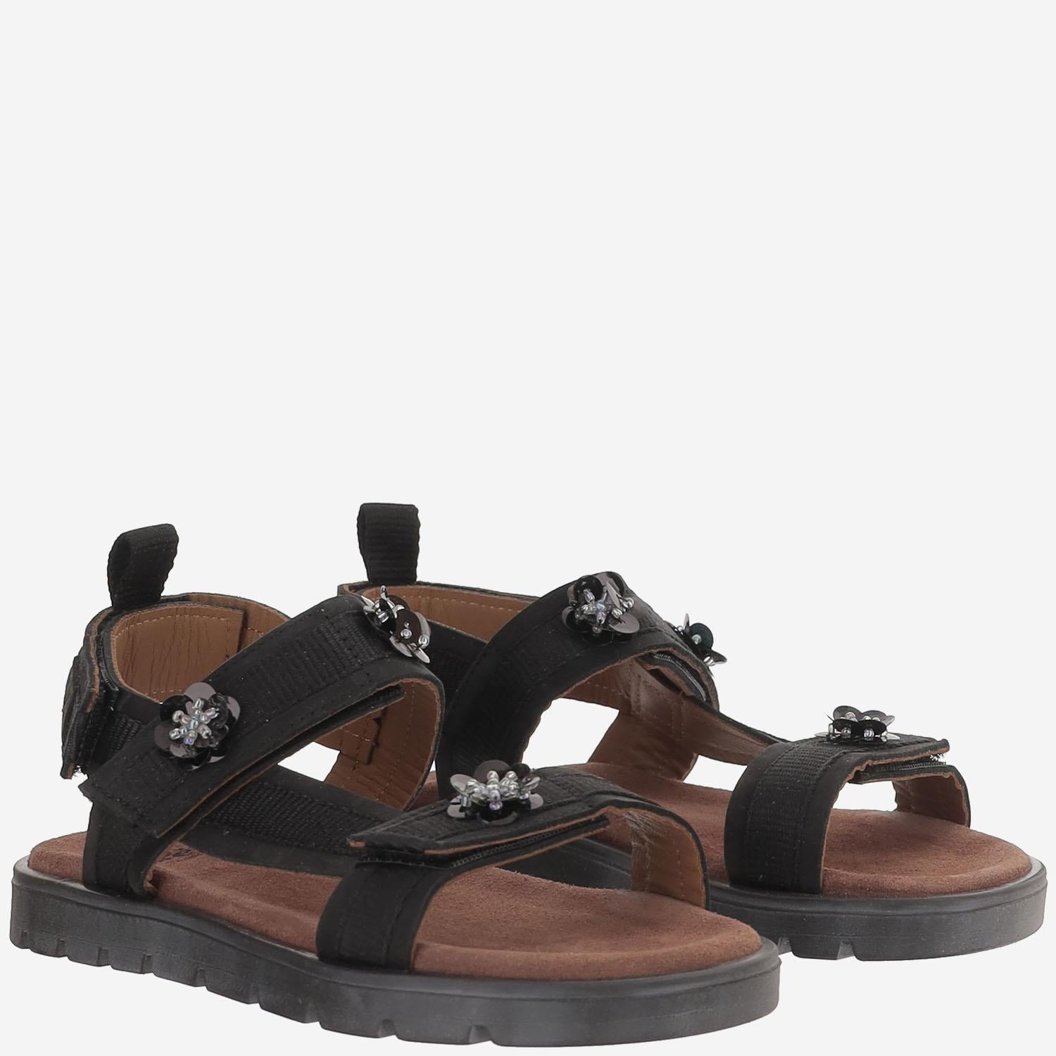 SANDALI IN PELLE E TESSUTO 1349CPNCFP NUBUCKNERO PèPè KIDS 