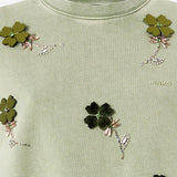 Felpa in cotone con fiori gioiello 106302 A34LU84 PINKO 