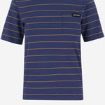 T-SHIRT IN COTONE A RIGHE CON LOGO MJN537 14RTF0XEI MIU MIU 