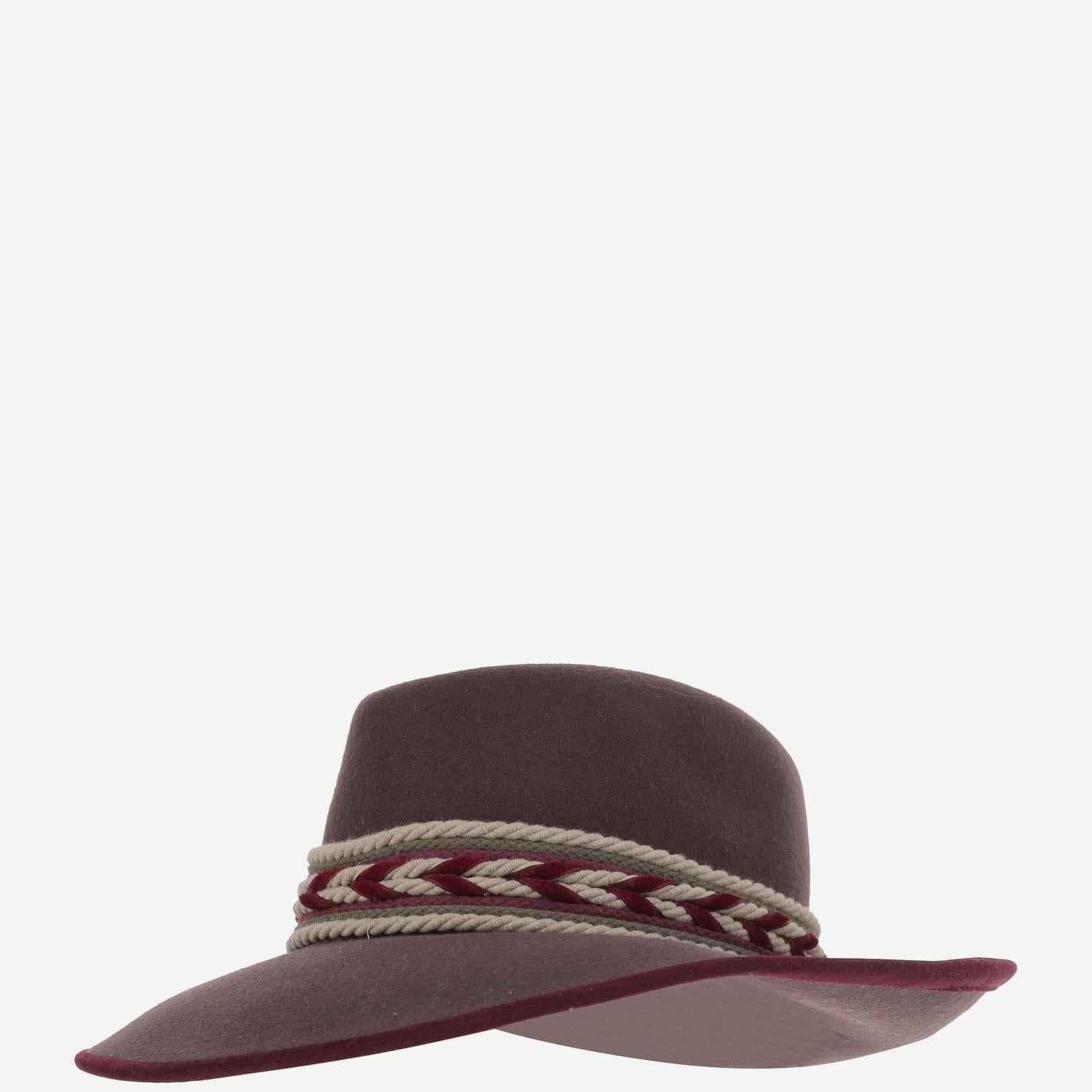 CAPPELLO fedora IN LANA BROWNFEDORAHATWITHFEATHERS NATURAL ALEXIA ALVAREZ DE TOLEDO 