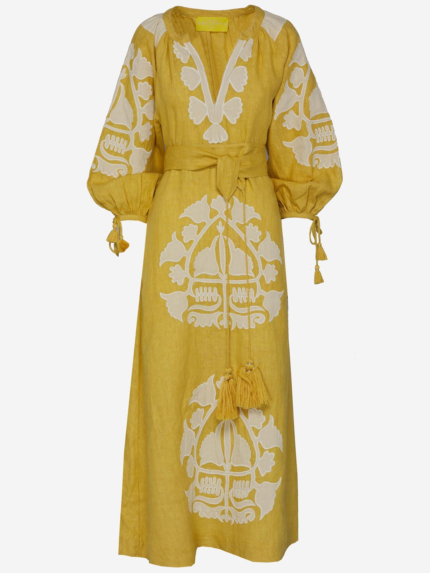 Abito keira in lino KEIRA YELLOW PHILIPPA 1970 