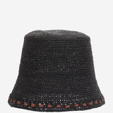 CAPPELLO BUCKET IN RAFIA SOPRA BLACK IBELIV 