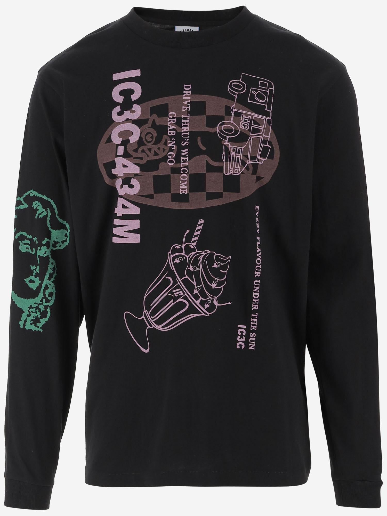 T-SHIRT A MANICHE LUNGHE IN COTONE CON LOGO IC25355 BLACK ICECREAM 