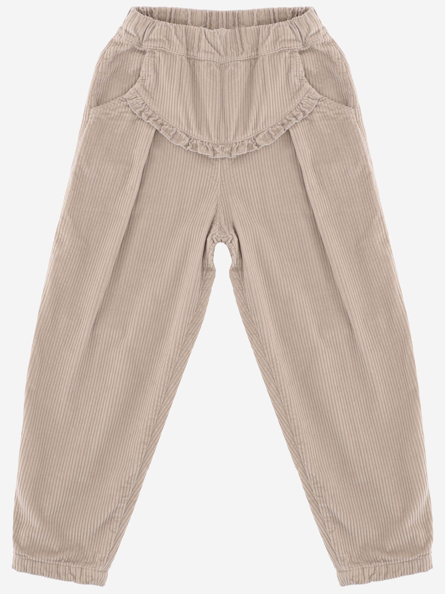 PANTALONI IN COTONE CON VOLANT DECORATIVO 25W150 TORTORA 1+ IN THE FAMILY KIDS 