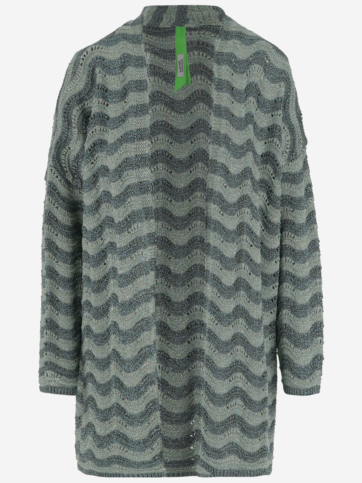 CARDIGAN OPEN-FRONT IN MISTO VISCOSA CON MOTIVO ONDULATO 066 VERDE COLOUR MARKET 