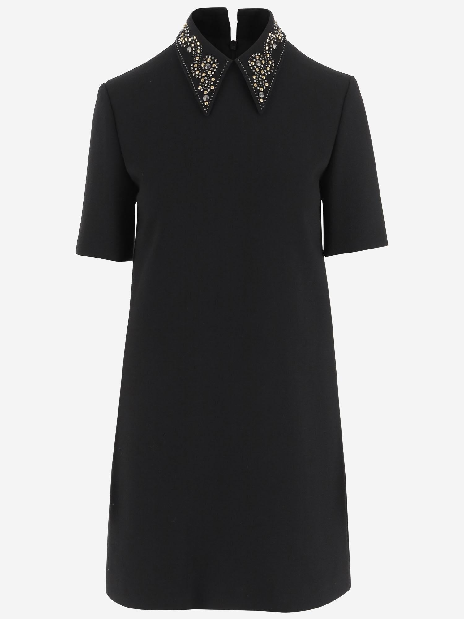 Abito in lana con collo decorato 1022108 1A127891B000 VERSACE 