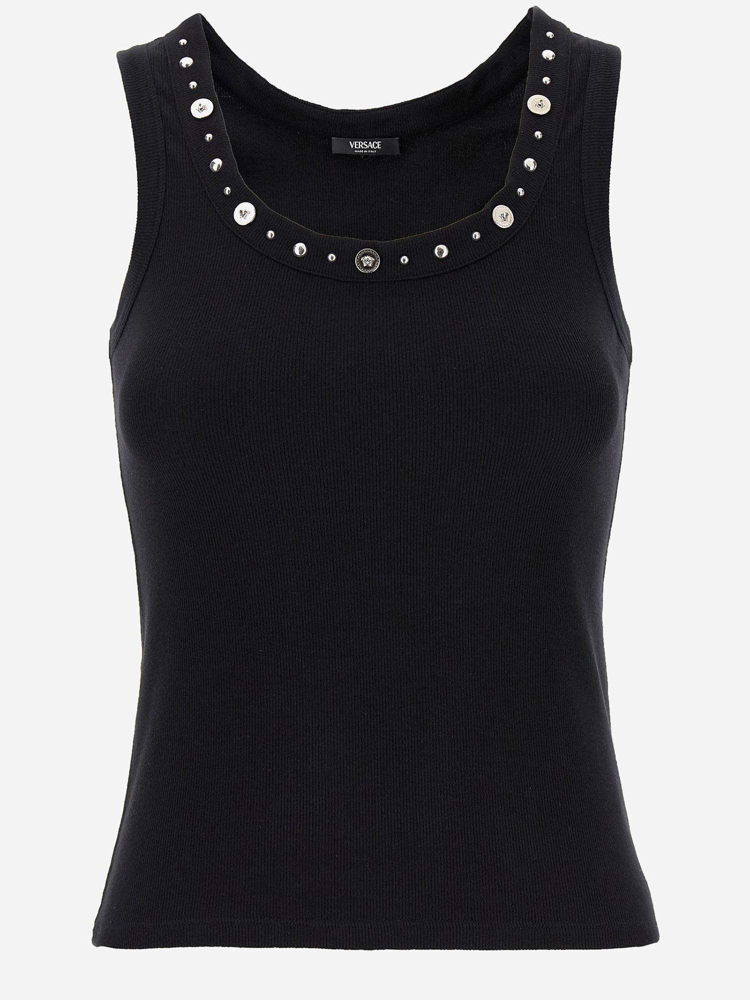 TOP IN COTONE STRETCH CON BORCHIE 1023209 1A172211B000 VERSACE 