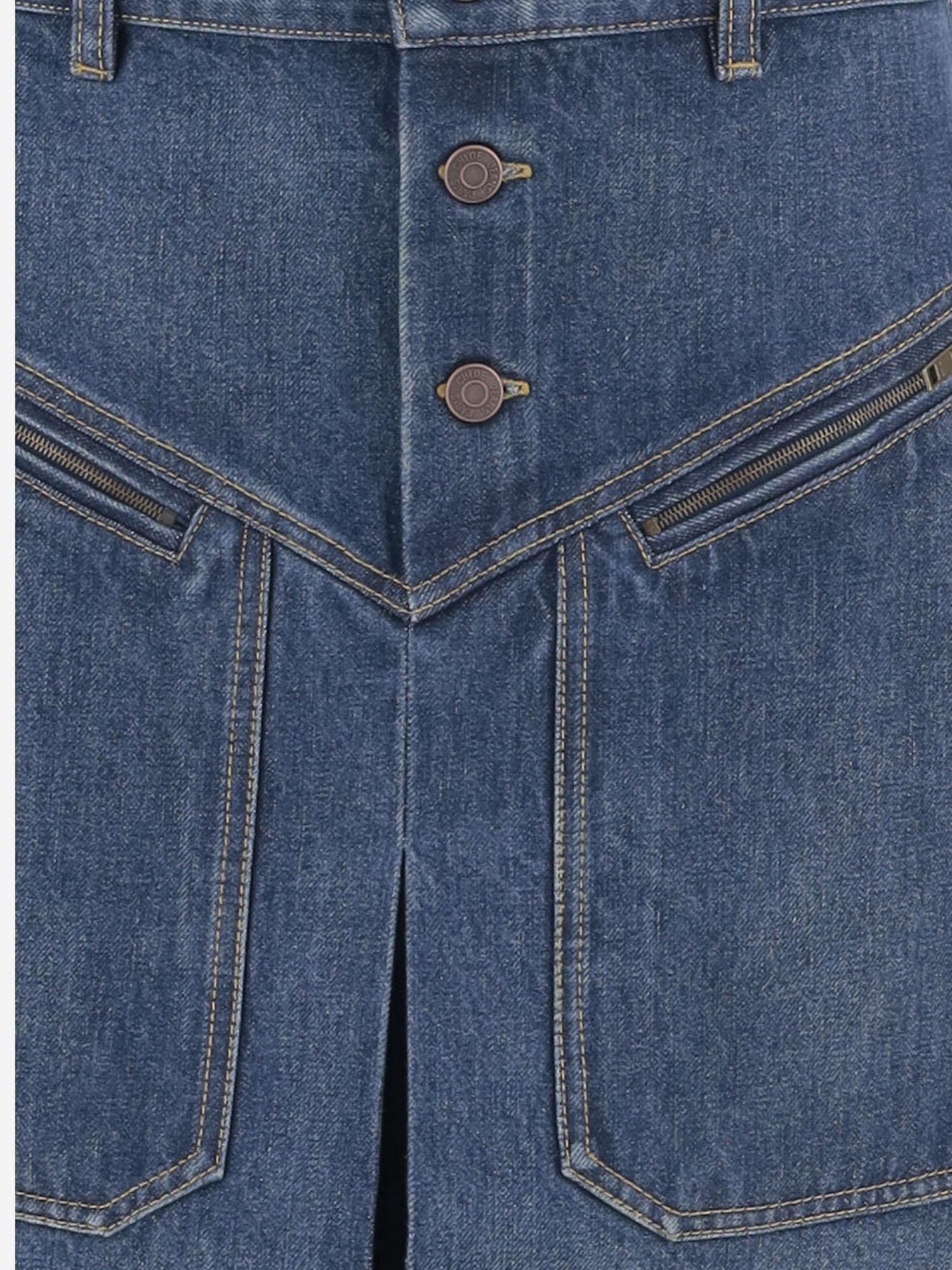 GONNA AL GINOCCHIO IN DENIM DI COTONE CH25ADJ01251 427 CHLOE 