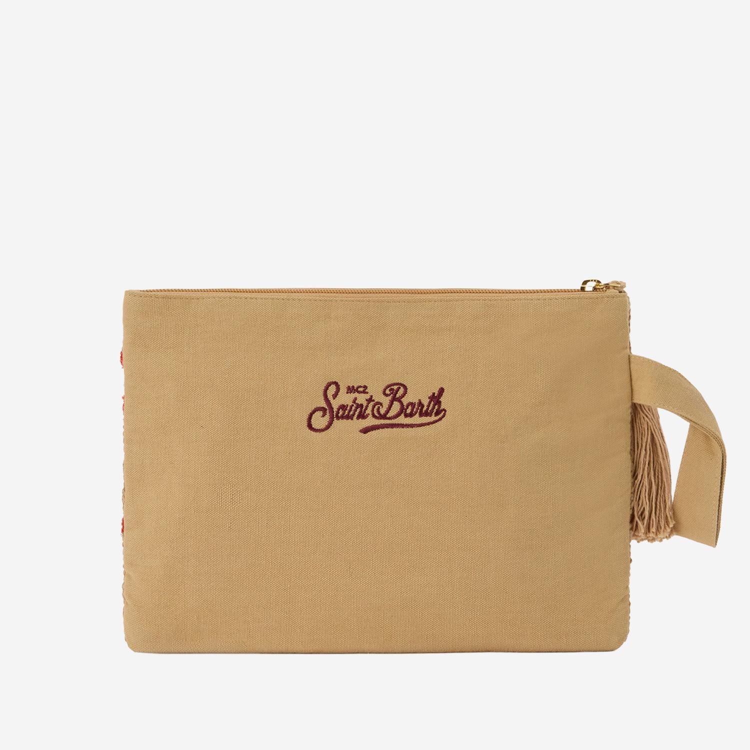 POCHETTE IN JUTA CON FANTASIA CORALLO RICAMATA JUTE002 00886L MC2 SAINT BARTH 