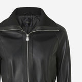 Giacca corta in pelle nappa e tessuto maglia 105470 A2P0Z99 PINKO 