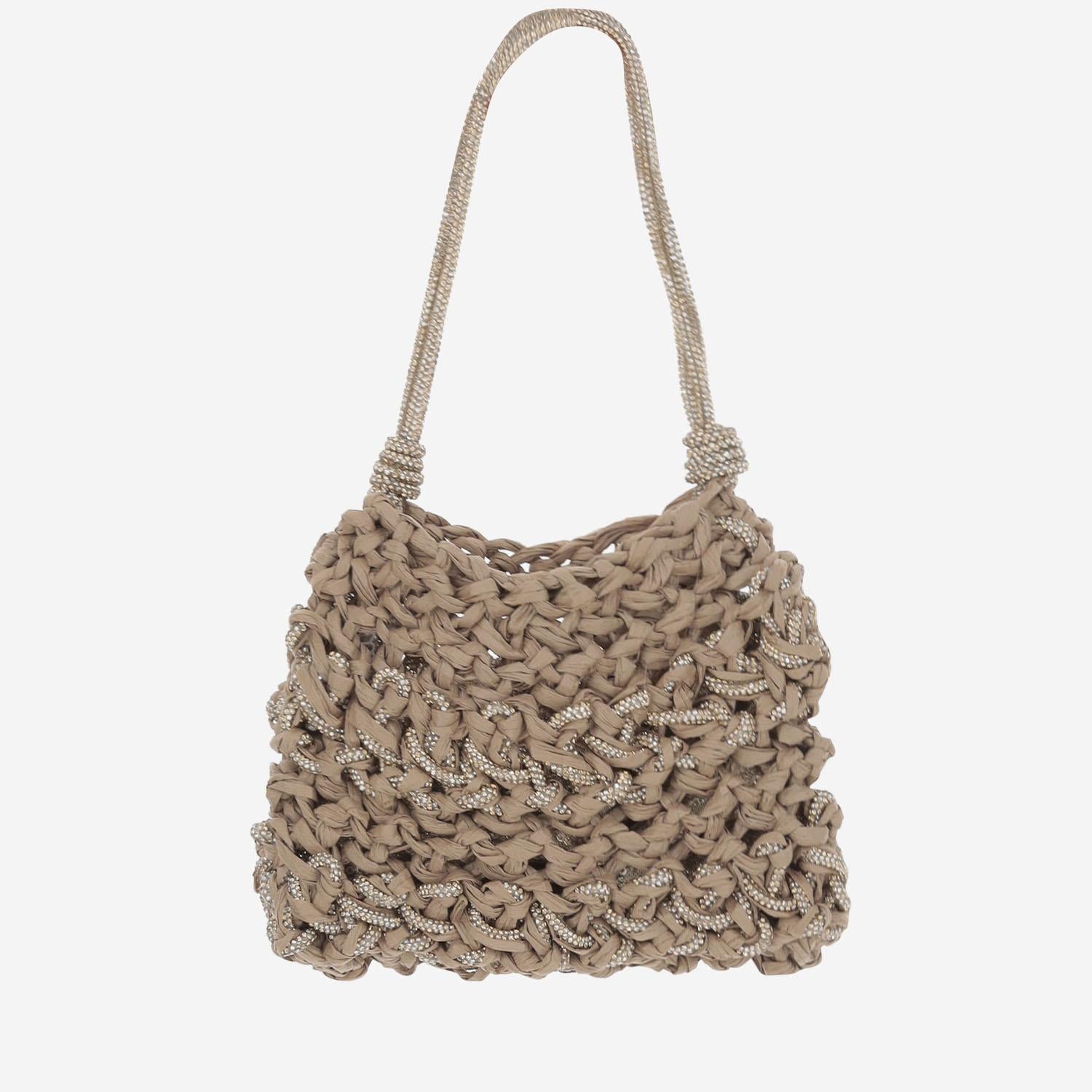 borsa vittoria in rafia VITTORIARAFIA AVORIOTORTORANERO MELA 