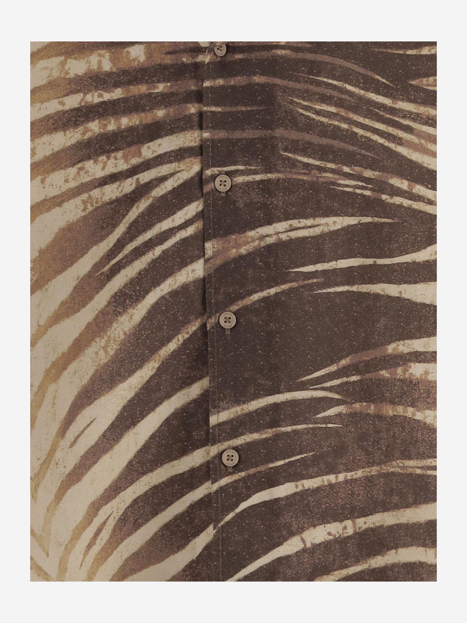 CAMICIA IN LINO E COTONE CON STAMPA TROPICALE 80OALF02 CNF06R83 JUST CAVALLI 