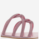 SANDALI IN PELLE CON STRASS TASO ROSA KIMA 