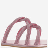 SANDALI IN PELLE CON STRASS TASO ROSA KIMA 