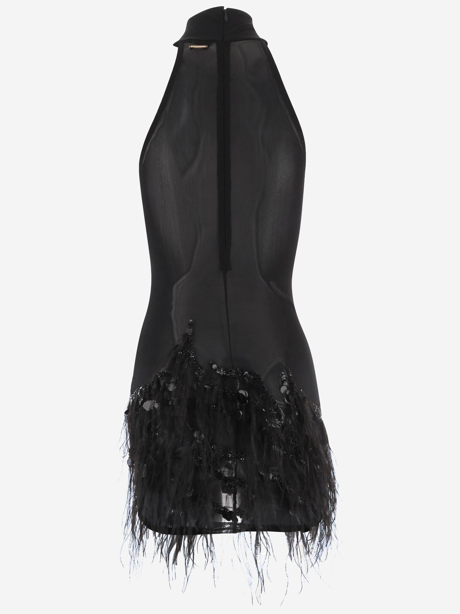 ABITO IN JERSEY TECNICO CON APPLICAZIONI PIUMATE 80PAOI03 CJI02899 JUST CAVALLI 