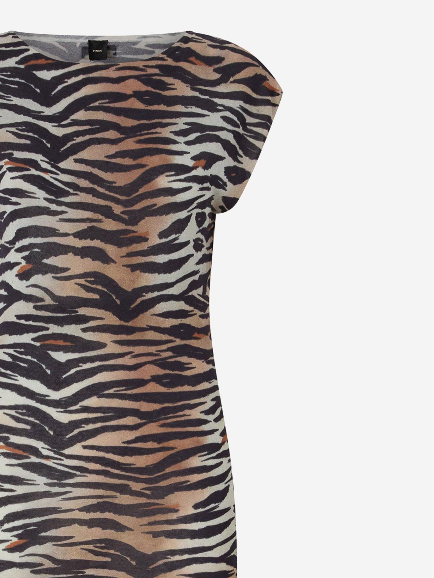 ABITO MIDI A TUBINO CON STAMPA ANIMALIER 106371 A356ZC8 PINKO 