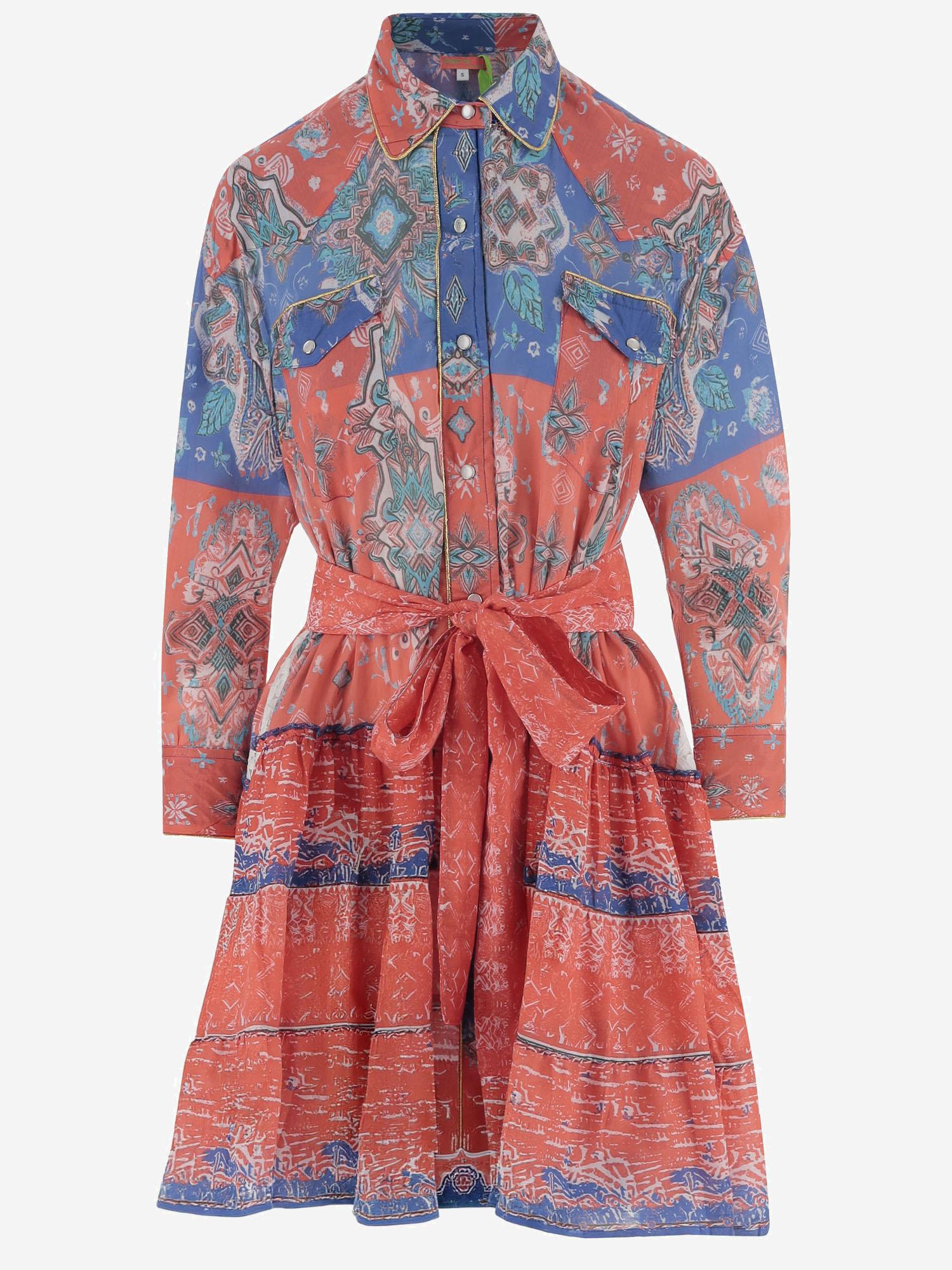 ABITO IN COTONE CON MOTIVO Geometrico NAVARO WESTERN4POPPYREDBLUE PEPS CANNES 