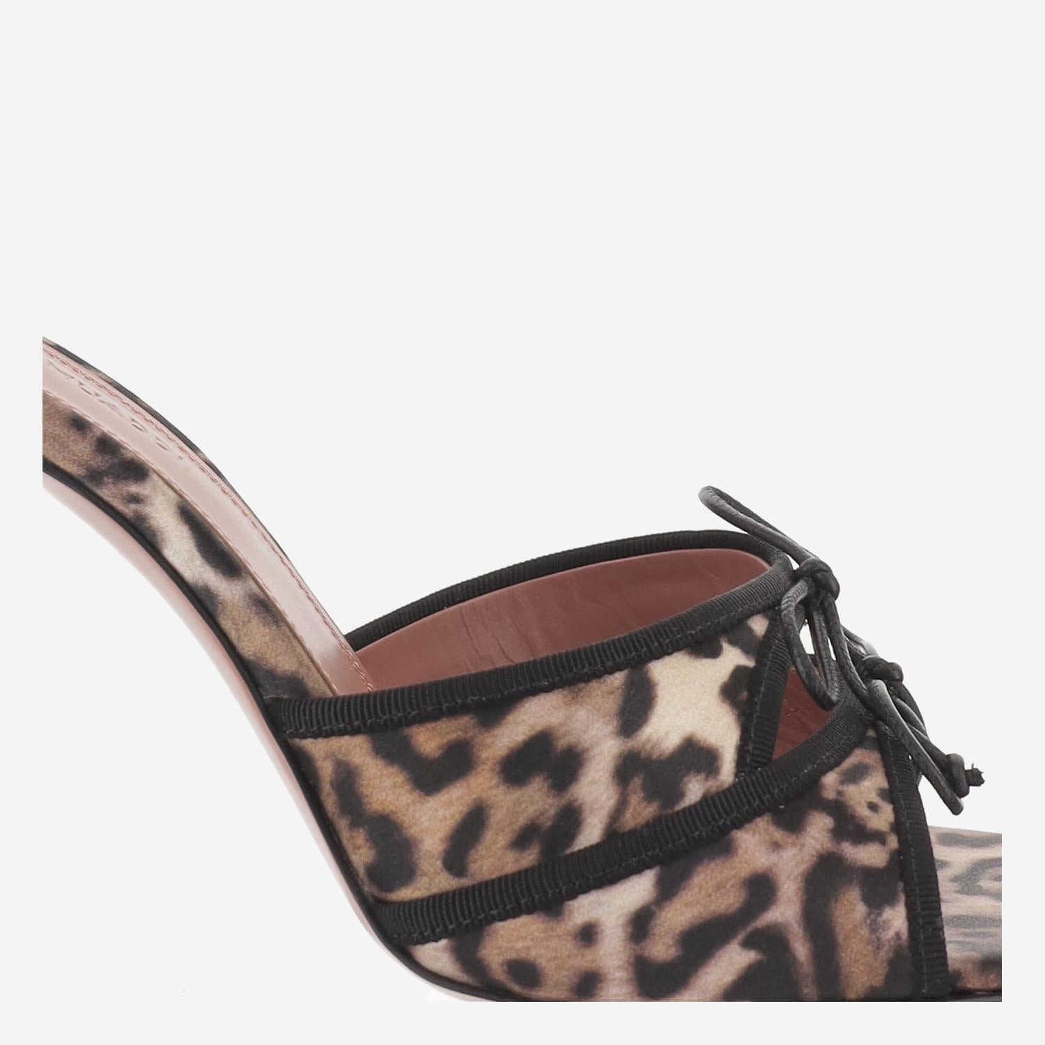 Sandali Eleonora in seta ELEONORASLIPPER 95LEOPARDBLACK AMINA MUADDI 