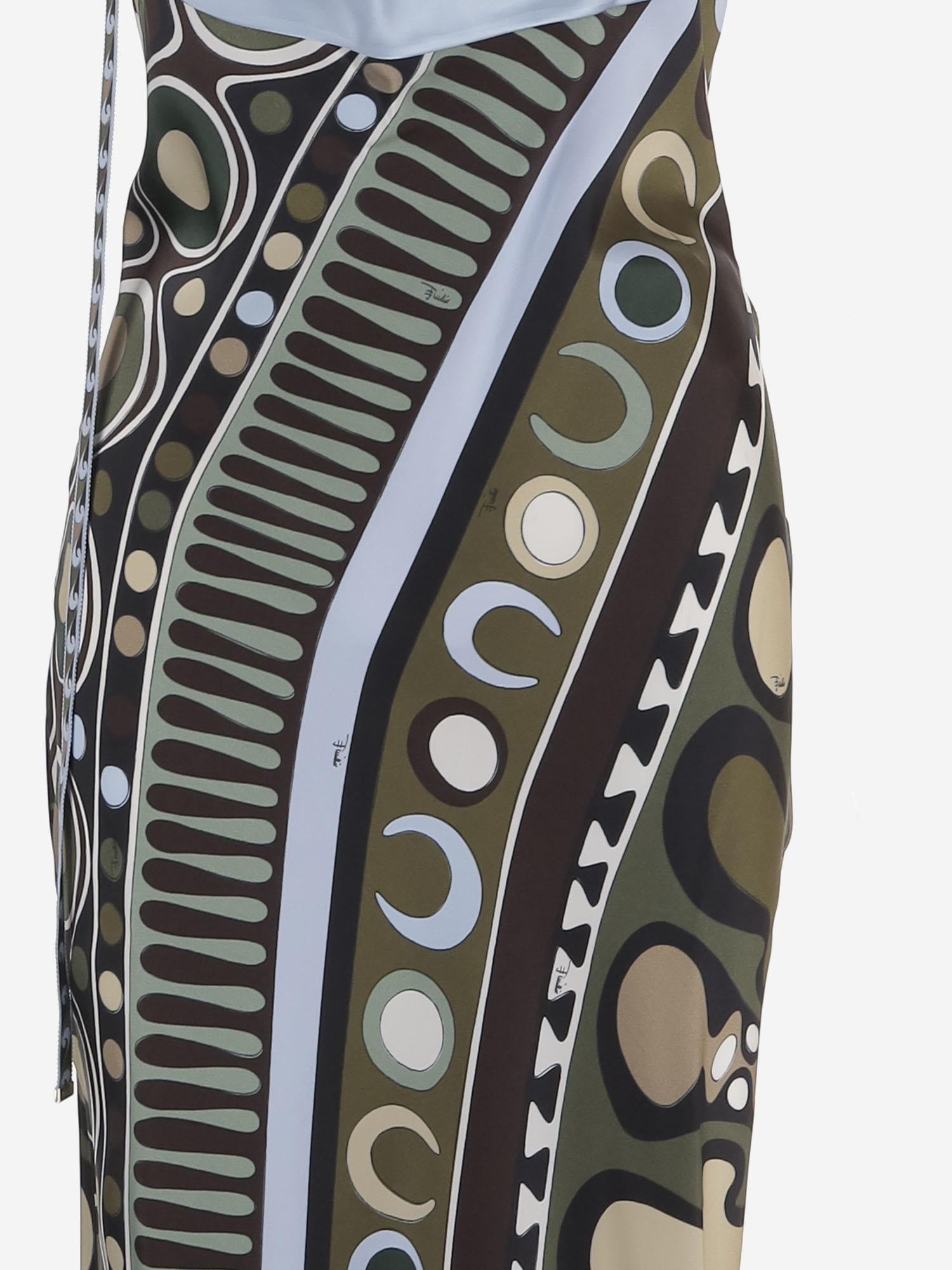 ABITO LUNGO IN SETA E VISCOSA CON MOTIVO FANTASIA 6HRI106H888 064 EMILIO PUCCI 