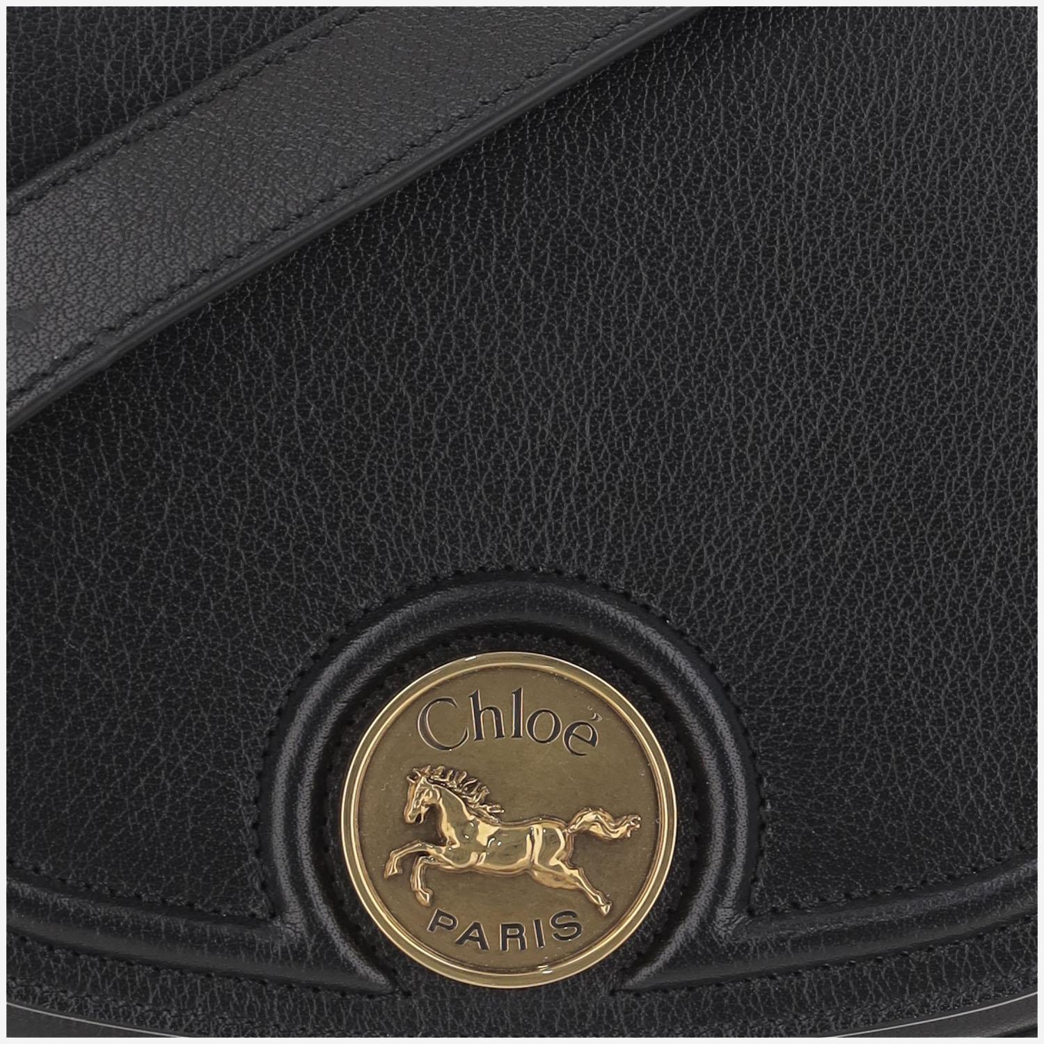 BORSA IN PELLE MARTELLATA CON LOGO CH25AS790O37 001 CHLOE 