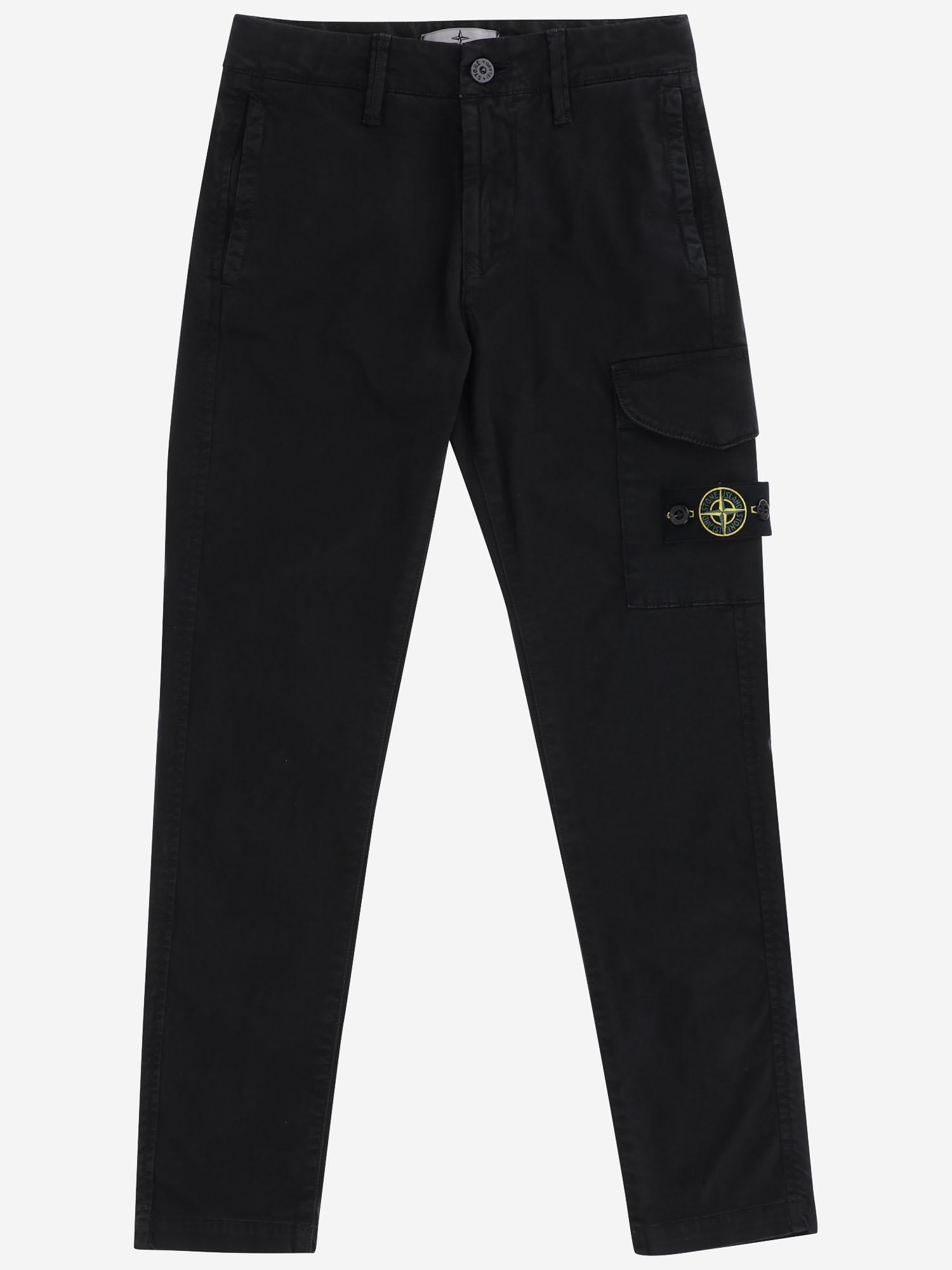 PANTALONI IN COTONE STRETCH CON LOGO 3100004 S0198V0129 STONE ISLAND KIDS 