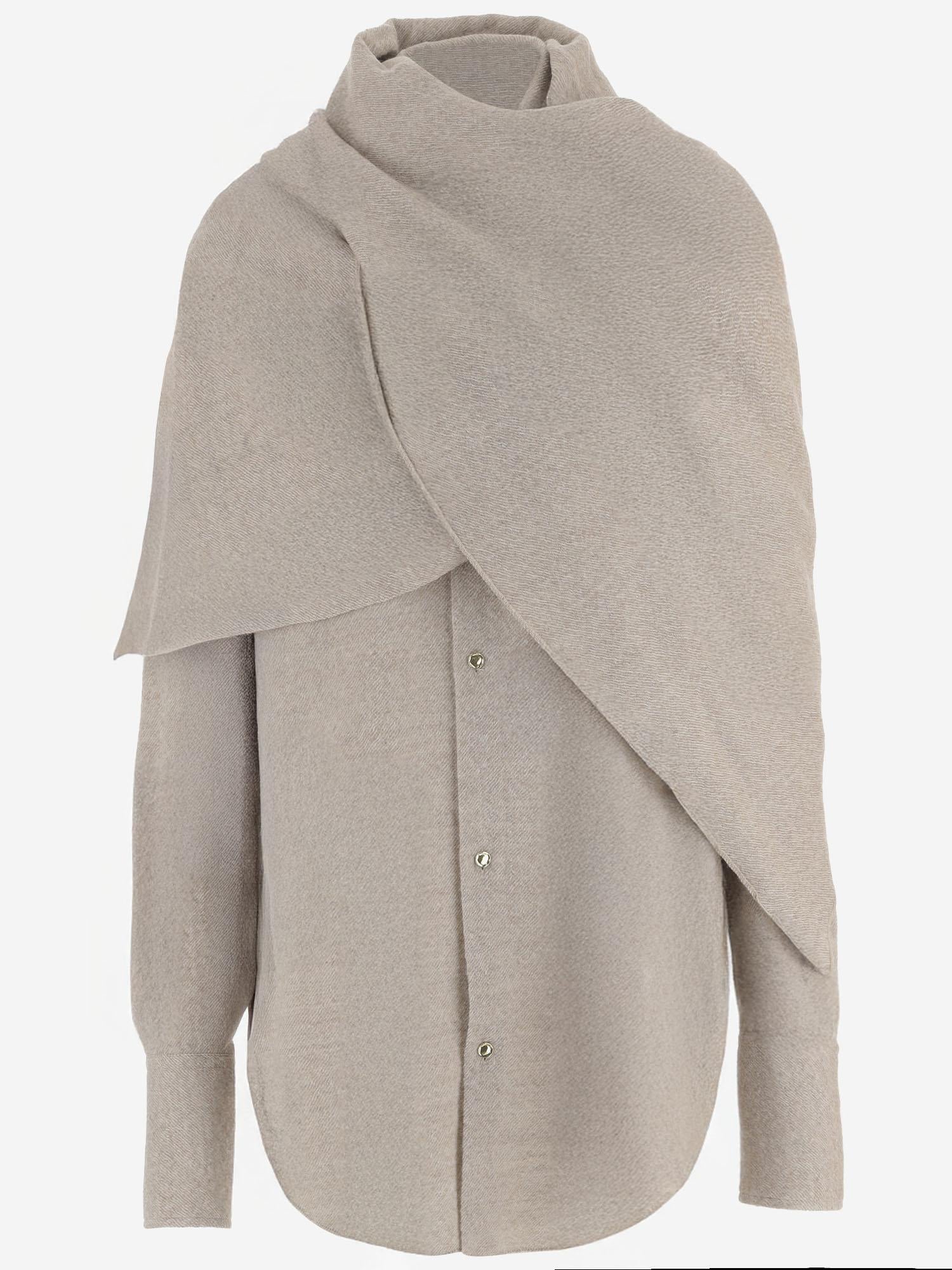 CAMICIA IN LANA CON SCIALLE COORDINATO WSH24 FAW280085 DARKPARK 