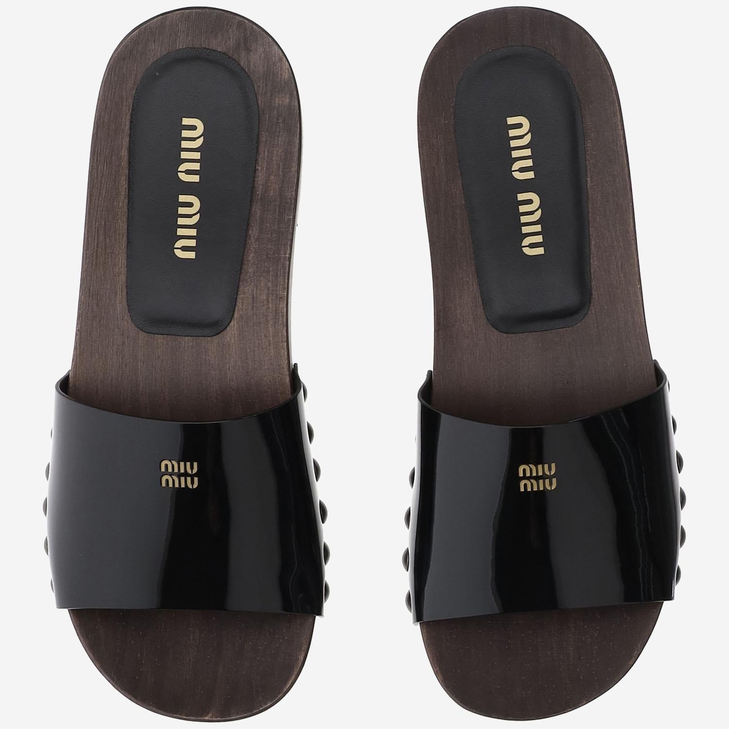 SANDALI IN PELLE CON LOGO 5Z425E 069F0002 MIU MIU 