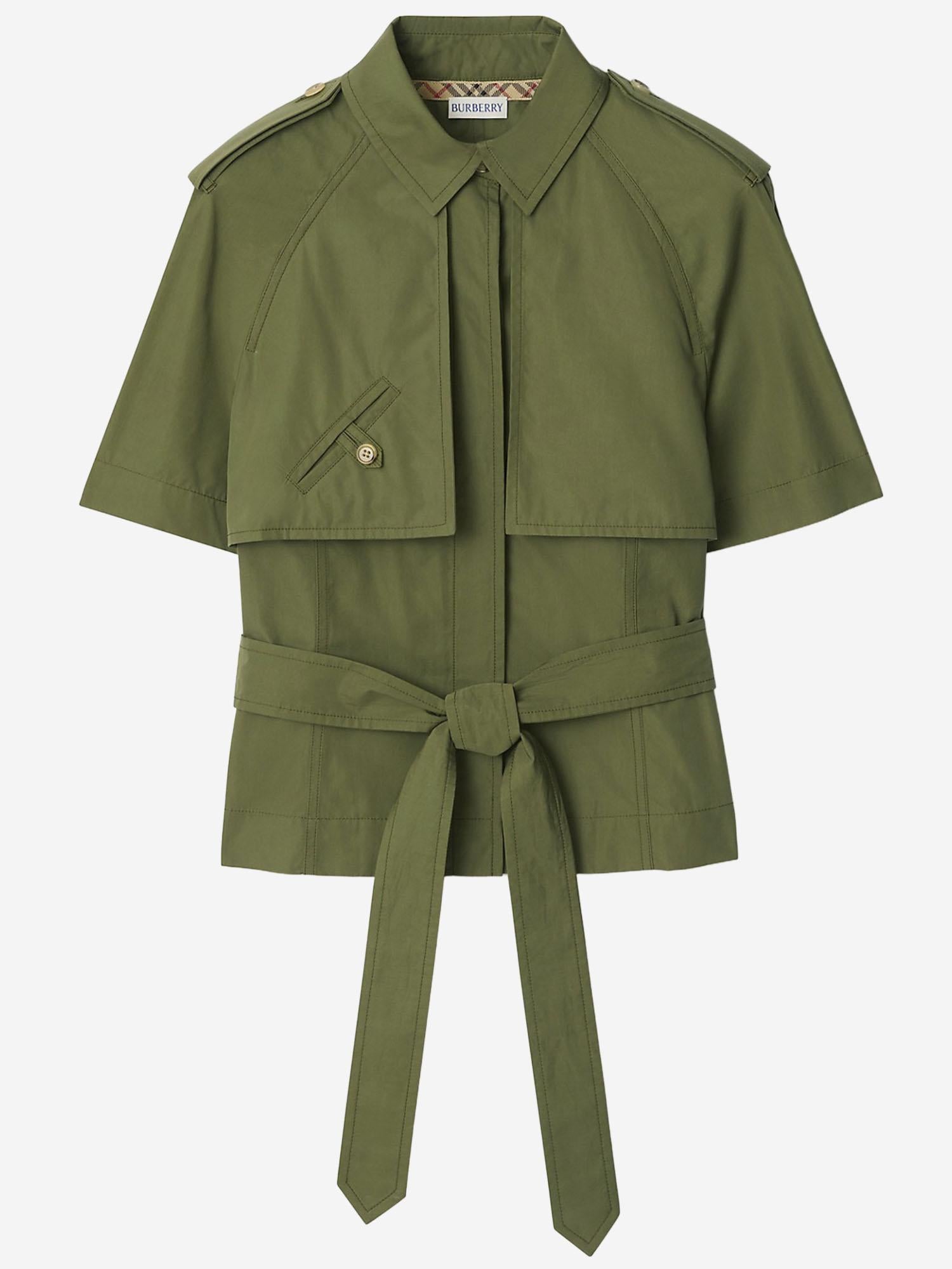 CAMICIA TRENCH CROPPED IN POPELINE DI COTONE 8117711 PASTURE BURBERRY 